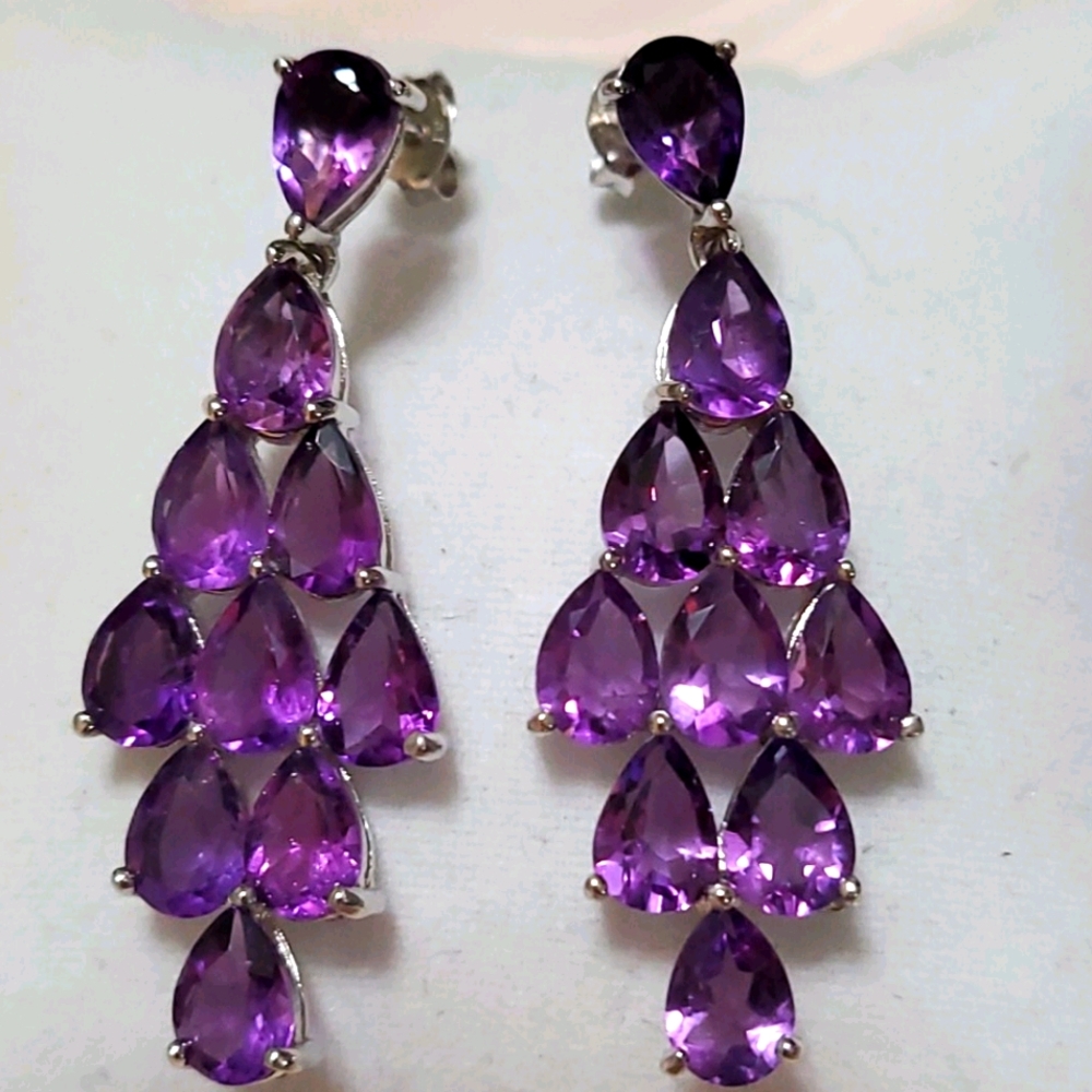 Amethyst earrings Sterling silver